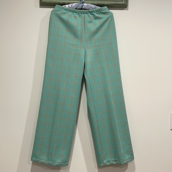 Cos Cob Vintage 1970s plaid SEAFOAM green vest & pant set women’s large - Picture 6 of 9